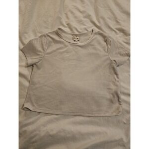Heart & Arrow Girls Ribbed Short Sleeve Top Size 12 Beige Neutral Tee
